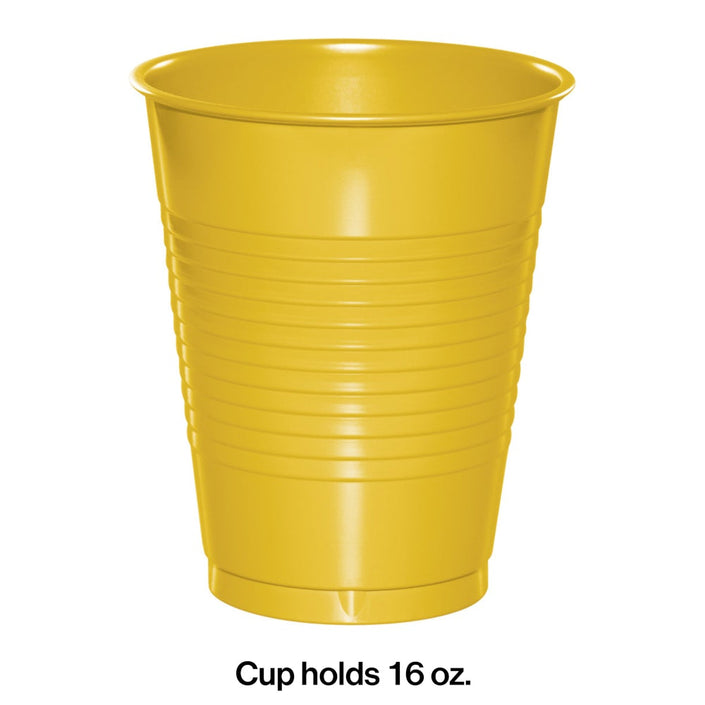 School Bus Yellow 16 oz Plastic Cups