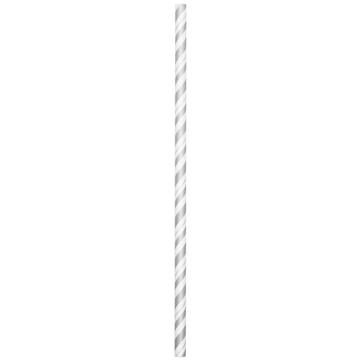 Silver & White Paper Straws