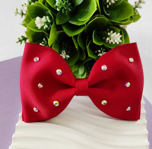 Girl Bows Solid Color with Crystal Stone