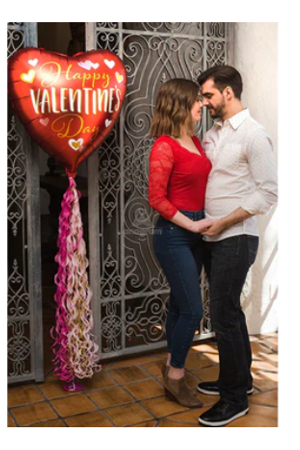 Happy Valentine's Day Lined With Gold 84″ Foil Balloon