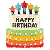 26 inch Shape Hapy  Birthday Cake with Candle Stars Foil Balloon