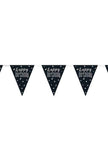 Dazzling Glitz Black & Silver Prismatic Happy Birthday Plastic Flag Banner (274cm) - Perfect for Party Decoration, Celebrations & More - 1 Pc