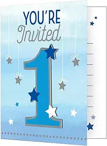 One Little Star Boy Invitation with attach Number 