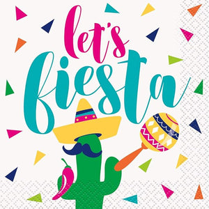 Unique Industries 73462 Let's Fiesta Beverage Napkins, 16 Count