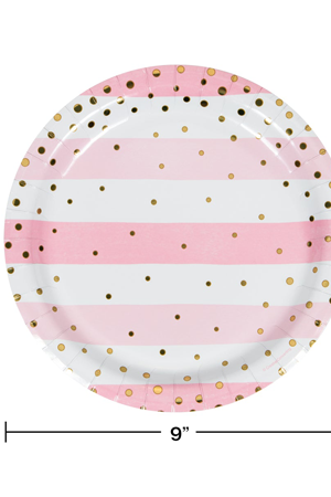 Pink & Gold Baby Dinner Plates (8 counts)