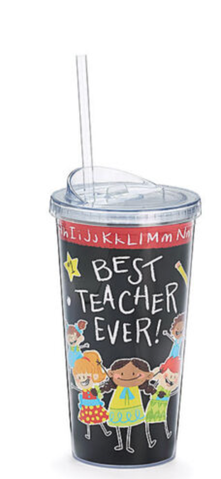 Best Teacher Ever Insulated Tumbler Cup 20 oz Clear Lid and Straw Gift Decor