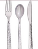 Glittering Silver Metallic Hammered Cutlery  (24 counts)