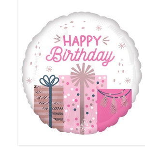 18 inch  Happy Birthday Pastel Gift Box Foil Balloon