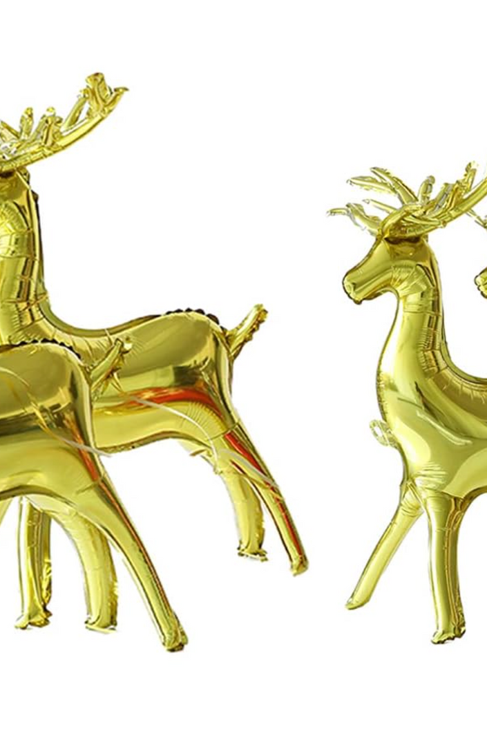 Christmas Foil Balloon Self standing Gold Reindeer Happy Holidas Giant Elk