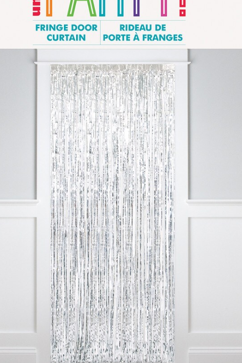 Fringe Door Curtain 1m x 2m (3.25' x 6.5') Silver