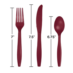 Burgundy Assorted Cutlery (24 counts)