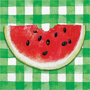 Watermelon Check Lunch Napkins (16 counts)