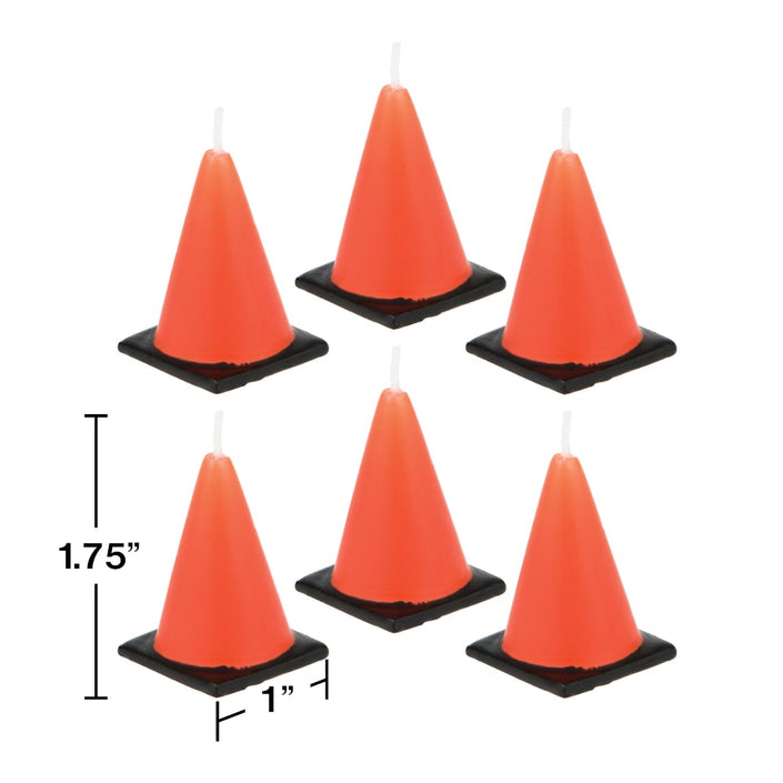 Molded Candle Set Construction Cones ( 6)