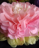 14" Pink Multi-Color Tissue Paper Flower Pom Pom Decoration (3-Packs)