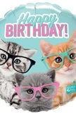 Birthday Kittens With Glasses Foil Balloons