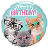 Birthday Kittens With Glasses Foil Balloons