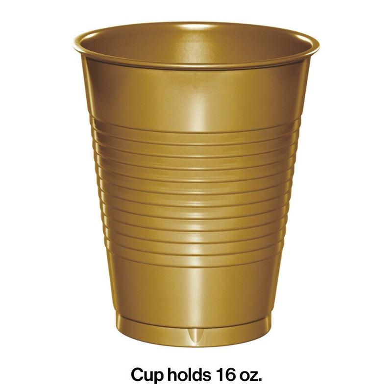 Glittering Gold 16 oz Plastic Cups