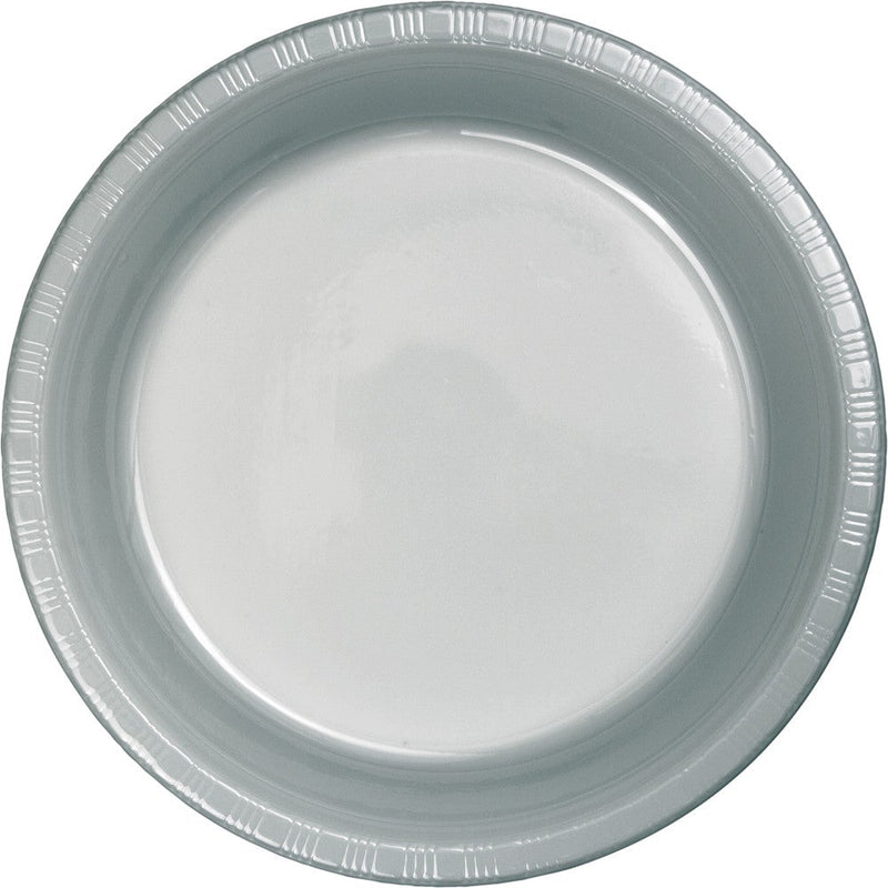 Shimmering Silver  9" Plastic Dinner Plates