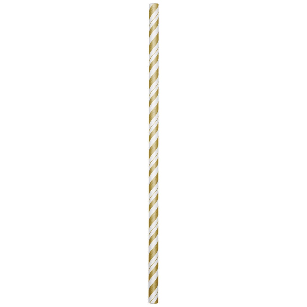 Gold & White Paper Straws (24 counts)