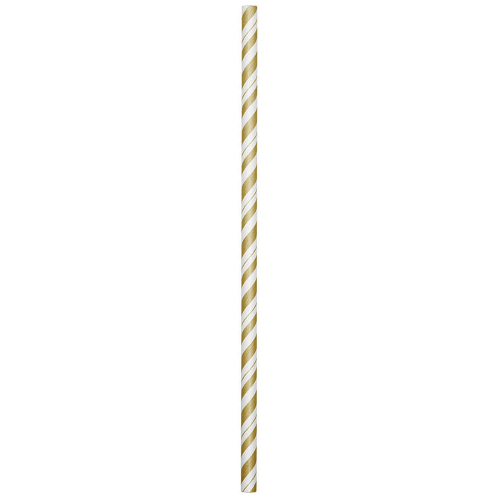 Gold & White Paper Straws (24 counts)