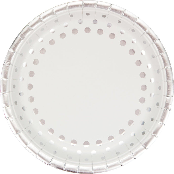 Sparkle and Shine Silver Banquet Foil Rim Plates