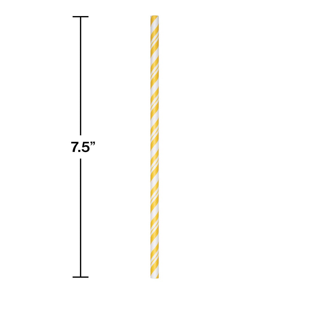 School Bus Yellow Striped Paper Straws