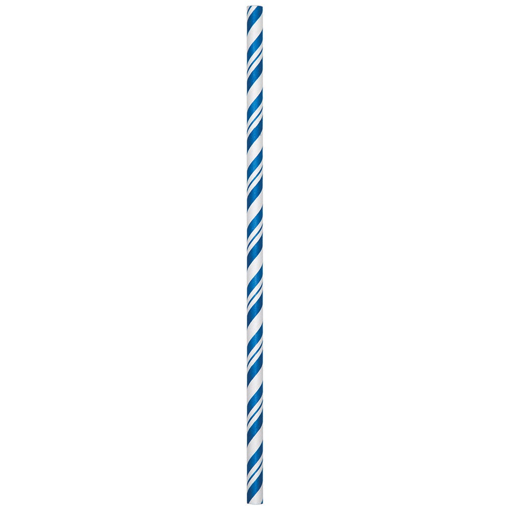 Cobalt Blue Striped Paper Straws