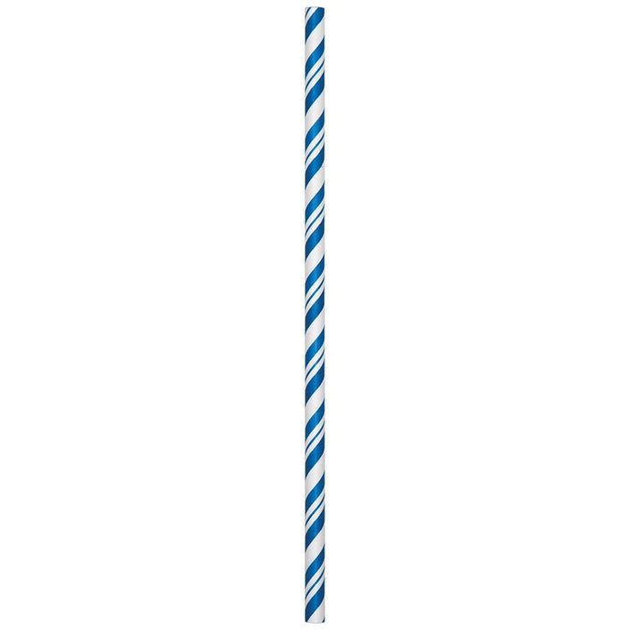 Cobalt Blue Striped Paper Straws
