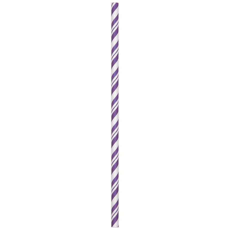 Amethyst Purple Striped Paper Straws