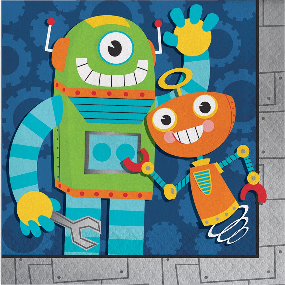 Party Robot Lunch Napkins  (16 Counts)