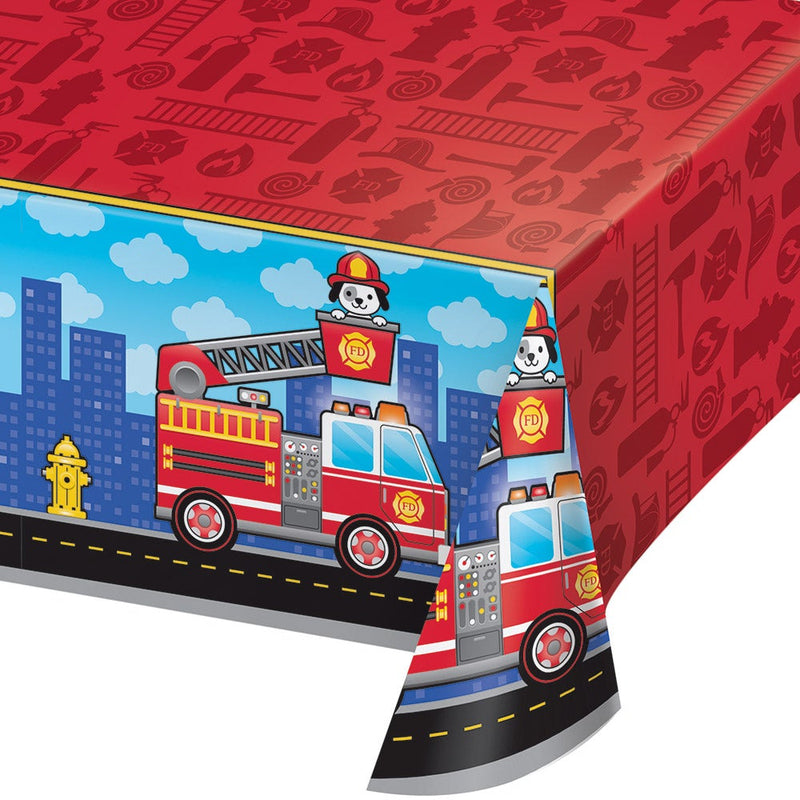Flaming Fire Truck Plastic Table-cover