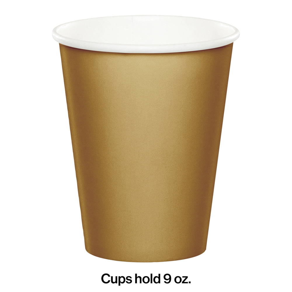 Glittering Gold 9 oz Hot/Cold Cups (8 cups)