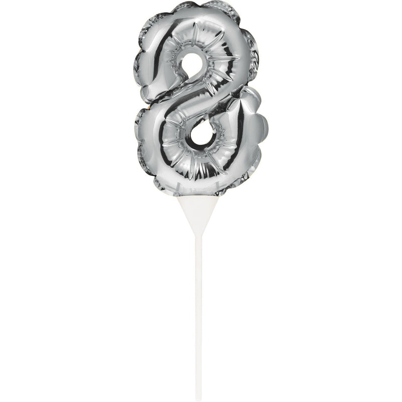 Silver 9" Number 8 Cake Topper