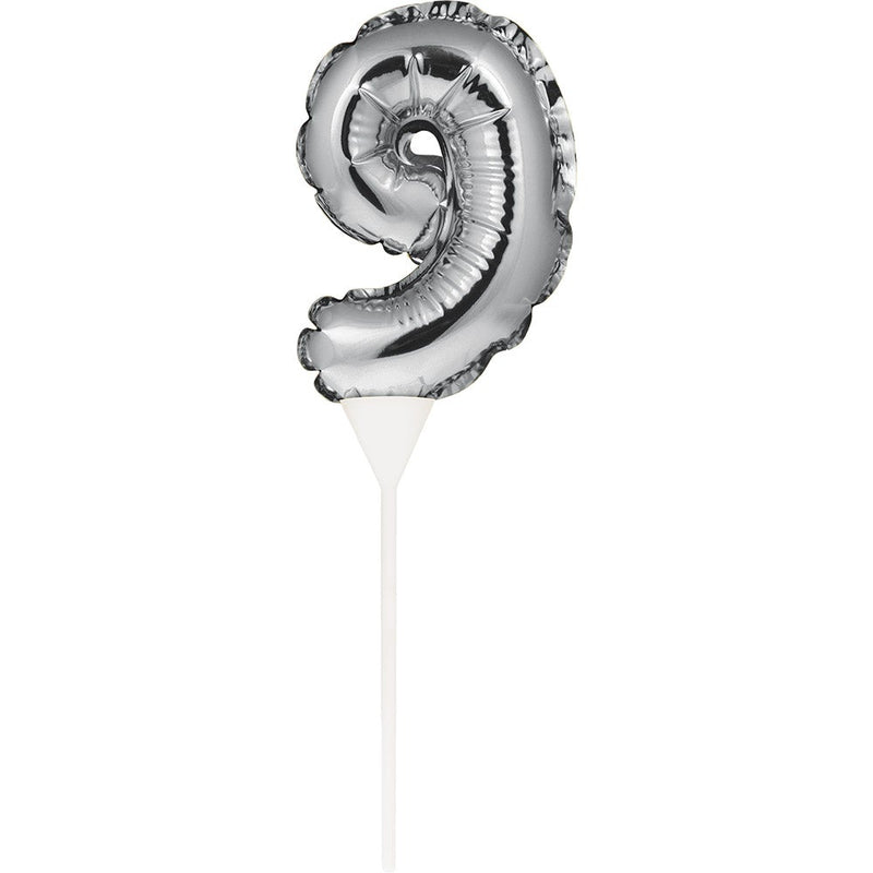 Silver 9" Number 9 Cake Topper