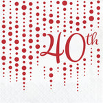 Sparkle and Shine Red Lunch Napkins  40th (16 counts)