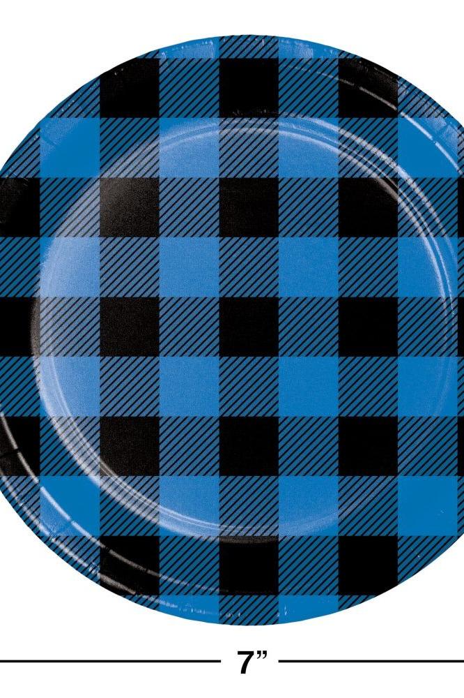 Moose Blue Buffalo Plaid Lunch Plates (8 counts)