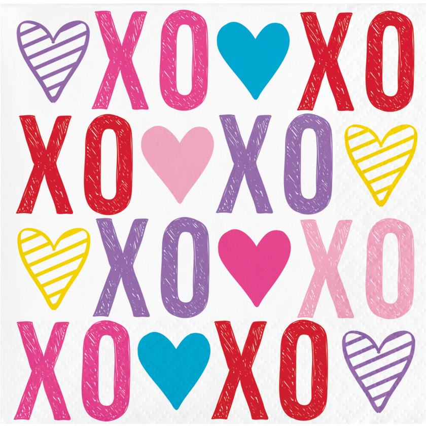 Valentine's  Symbols XOXO Beverage Napkins (16 counts) 2-Ply