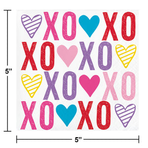 Valentine's  Symbols XOXO Beverage Napkins (16 counts) 2-Ply
