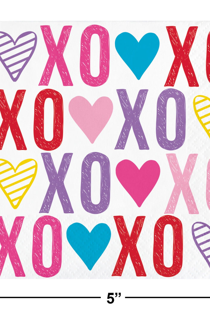 Valentine's  Symbols XOXO Beverage Napkins (16 counts) 2-Ply