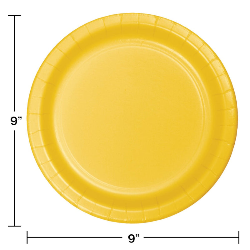 School Bus Yellow 9" Dinner Plates (24 counts)