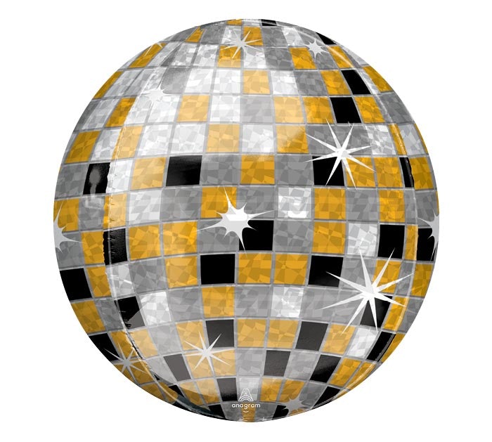 15" Disco Gold-Silver-Orbz Round Balloon