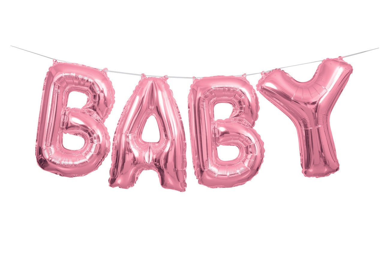 Foil Baby Pink Letter Balloon Banner