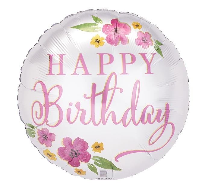 18"  Foil Birthday Blooms Satin Luxe