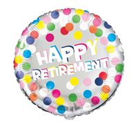 Colorful Dots Retirement Round Foil Balloon 18