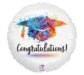 18 Inch  Foil Round Painterly Grad Congratulations Foil Balloon Betallic 1ct
