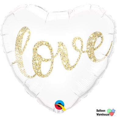 18″ “Love” Glitter Gold – Heart Shape Foil Balloon