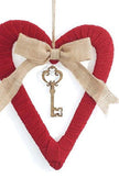 Open Burlap Heart Key Charm Wall Hanging