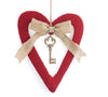 Open Burlap Heart Key Charm Wall Hanging