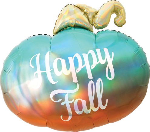 29 Inch Iridescent Ombre Fall Pumpkin Holographic Balloon