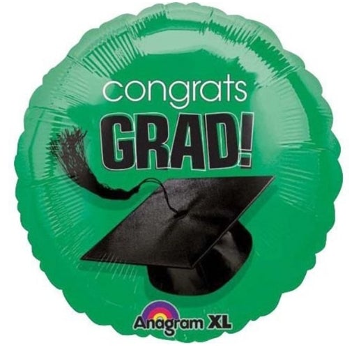 18in. Graduation – School Colors – Green – Foil Balloon